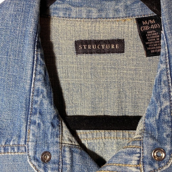 Structure Men’s Denim Snap Button Shirt Size Medium 38-40 - Picture 4 of 9